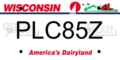 PLC85Z Wisconsin License Plate
