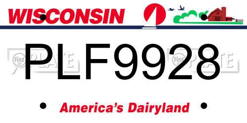 PLF9928 Wisconsin License Plate