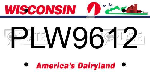 PLW9612 Wisconsin License Plate