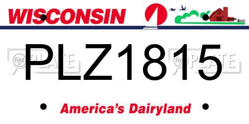 PLZ1815 Wisconsin License Plate