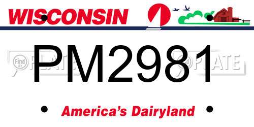 PM2981 Wisconsin License Plate