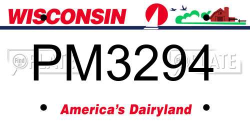 PM3294 Wisconsin License Plate