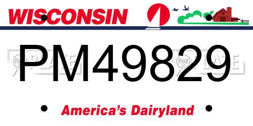 PM49829 Wisconsin License Plate