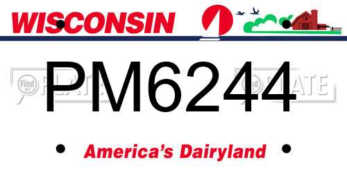 PM6244 Wisconsin License Plate