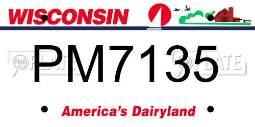 PM7135 Wisconsin License Plate