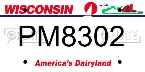 PM8302 Wisconsin License Plate