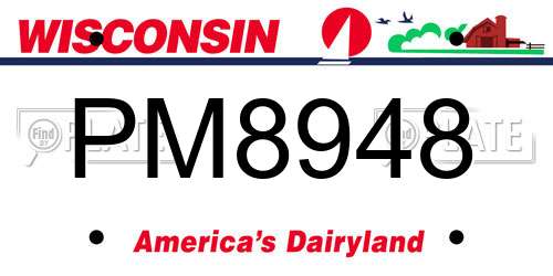 PM8948 Wisconsin License Plate