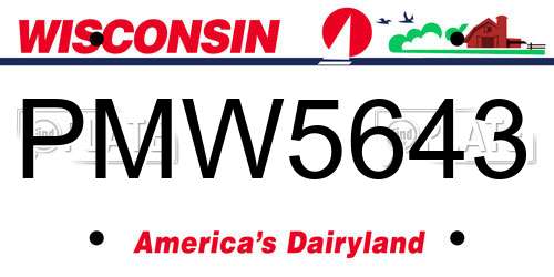 PMW5643 Wisconsin License Plate