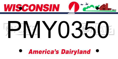 PMY0350 Wisconsin License Plate