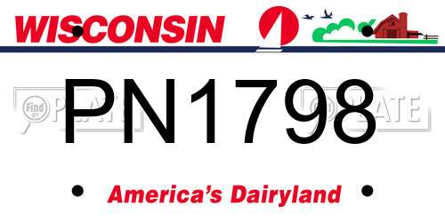 PN1798 Wisconsin License Plate