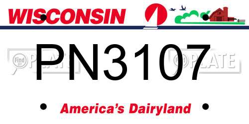 PN3107 Wisconsin License Plate