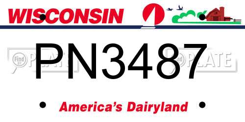 PN3487 Wisconsin License Plate