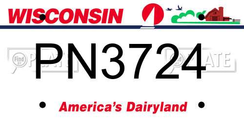 PN3724 Wisconsin License Plate