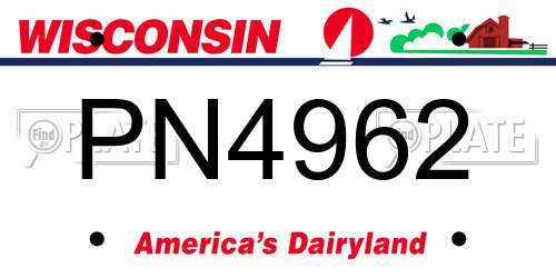 PN4962 Wisconsin License Plate