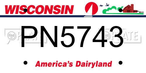 PN5743 Wisconsin License Plate