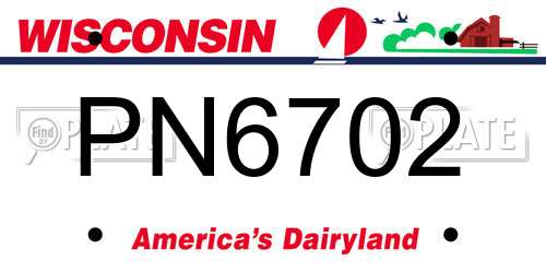 PN6702 Wisconsin License Plate