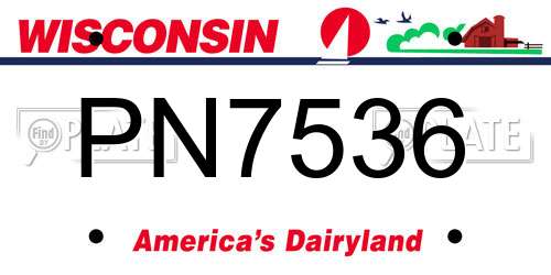 PN7536 Wisconsin License Plate