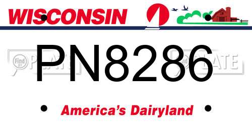 PN8286 Wisconsin License Plate