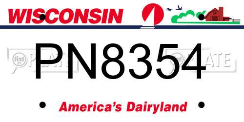 PN8354 Wisconsin License Plate