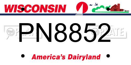 PN8852 Wisconsin License Plate