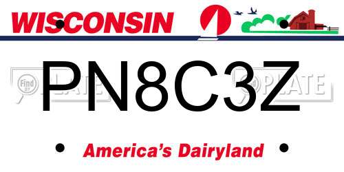 PN8C3Z Wisconsin License Plate