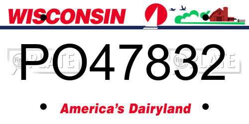 PO47832 Wisconsin License Plate