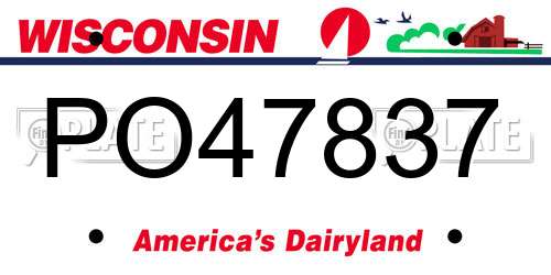 PO47837 Wisconsin License Plate