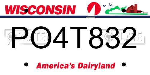 PO4T832 Wisconsin License Plate