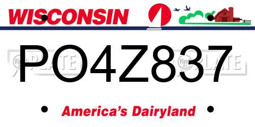 PO4Z837 Wisconsin License Plate