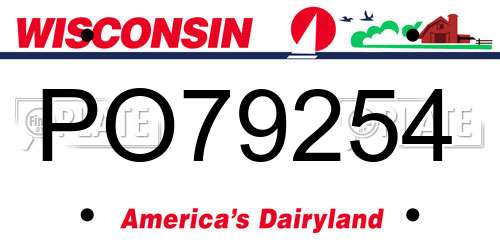 PO79254 Wisconsin License Plate