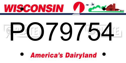 PO79754 Wisconsin License Plate