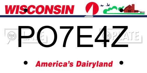 PO7E4Z Wisconsin License Plate