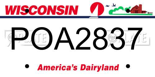 POA2837 Wisconsin License Plate