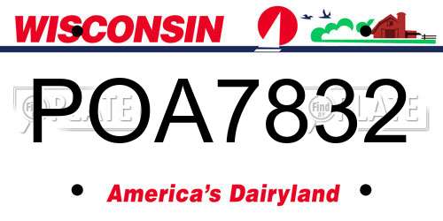 POA7832 Wisconsin License Plate