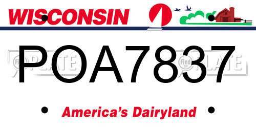 POA7837 Wisconsin License Plate