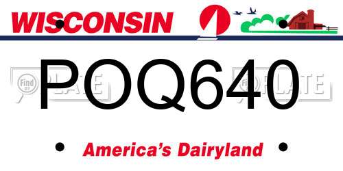 POQ640 Wisconsin License Plate