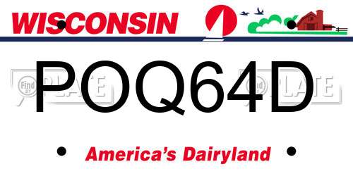 POQ64D Wisconsin License Plate