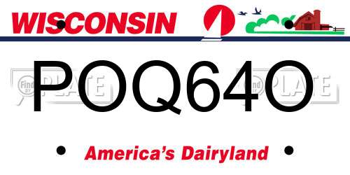 POQ64O Wisconsin License Plate