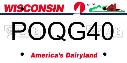 POQG40 Wisconsin License Plate