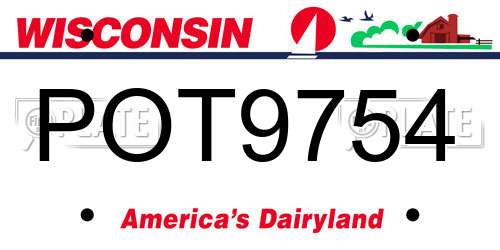 POT9754 Wisconsin License Plate