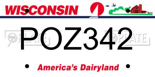 POZ342 Wisconsin License Plate