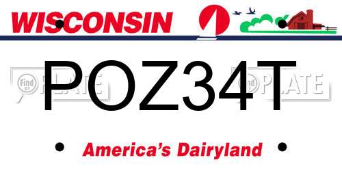 POZ34T Wisconsin License Plate