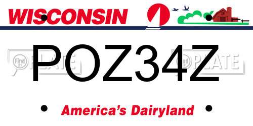 POZ34Z Wisconsin License Plate