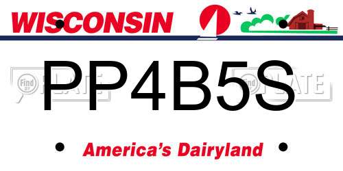 PP4B5S Wisconsin License Plate