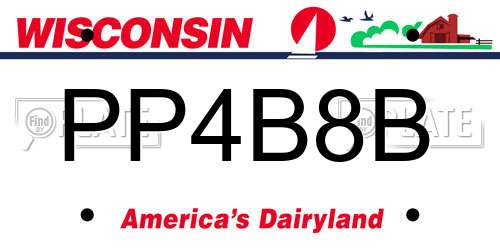 PP4B8B Wisconsin License Plate