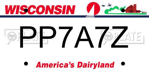 PP7A7Z Wisconsin License Plate