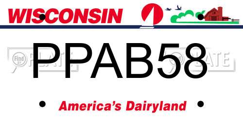 PPAB58 Wisconsin License Plate