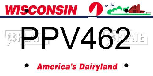 PPV462 Wisconsin License Plate