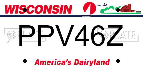 PPV46Z Wisconsin License Plate