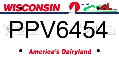 PPV6454 Wisconsin License Plate